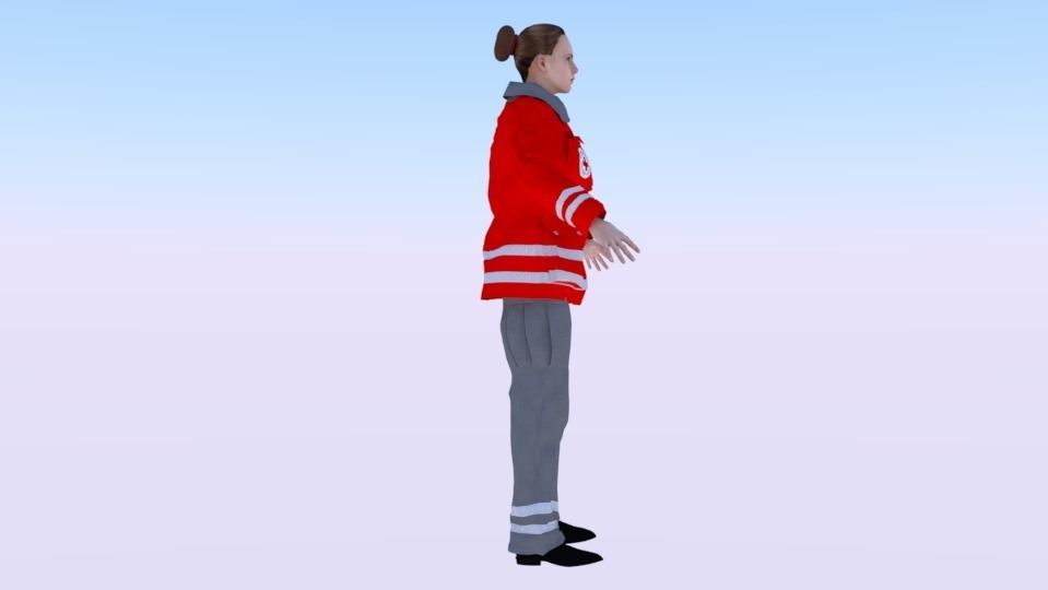 Woman Rescuer Low-poly 3D model_1