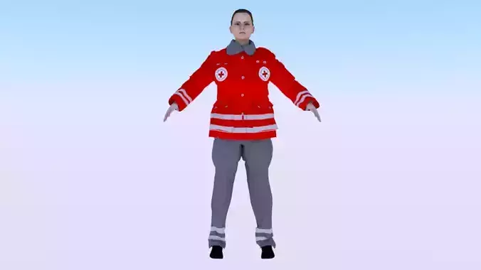 Woman Rescuer Low-poly 3D model