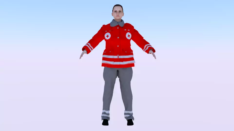 Woman Rescuer Low-poly 3D model_0
