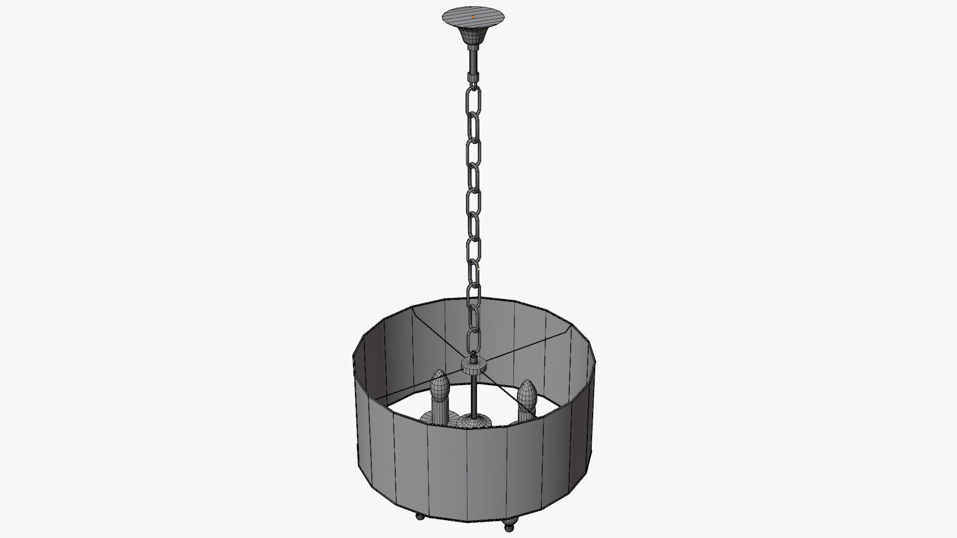 Chandelier pendant lamp with shade Low-poly 3D model_10