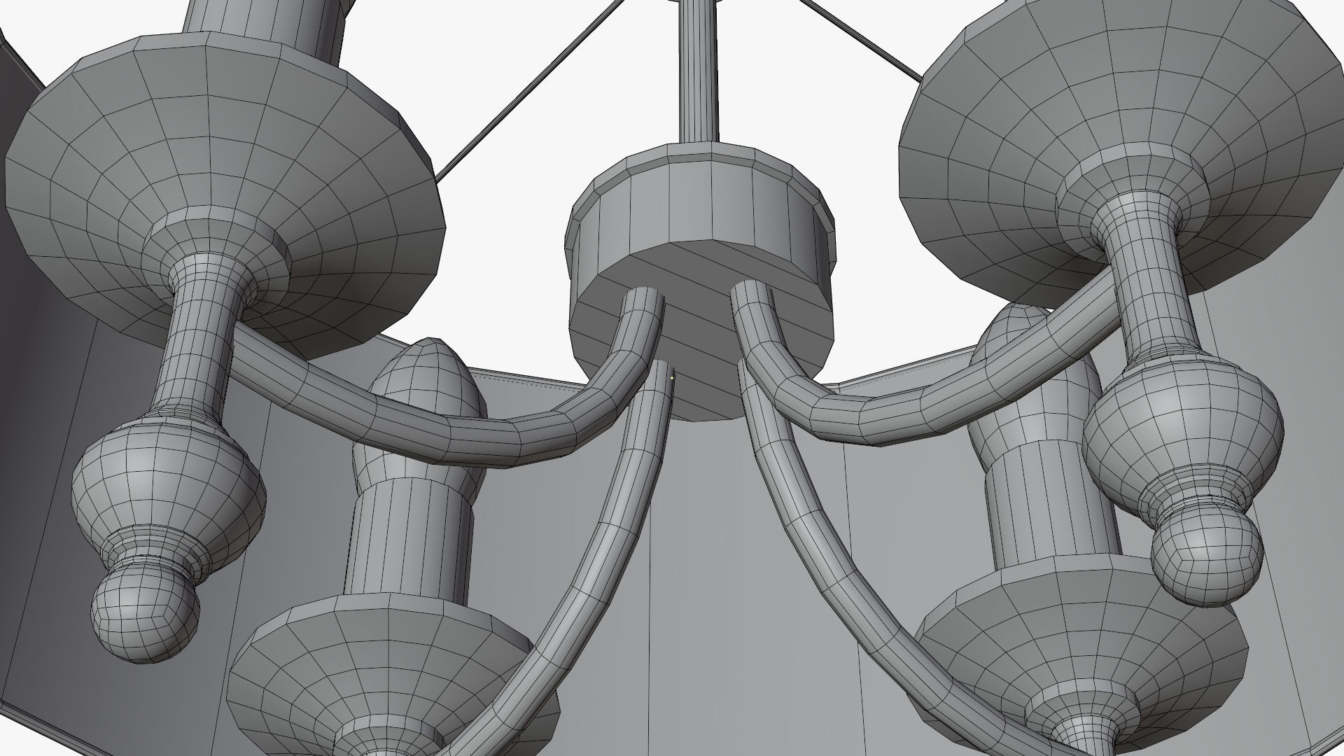 Chandelier pendant lamp with shade Low-poly 3D model_13