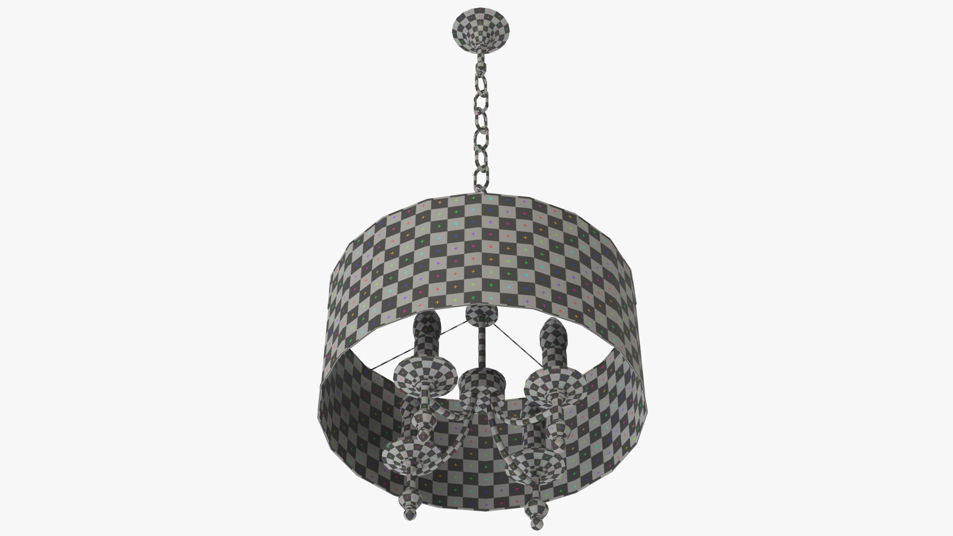 Chandelier pendant lamp with shade Low-poly 3D model_6