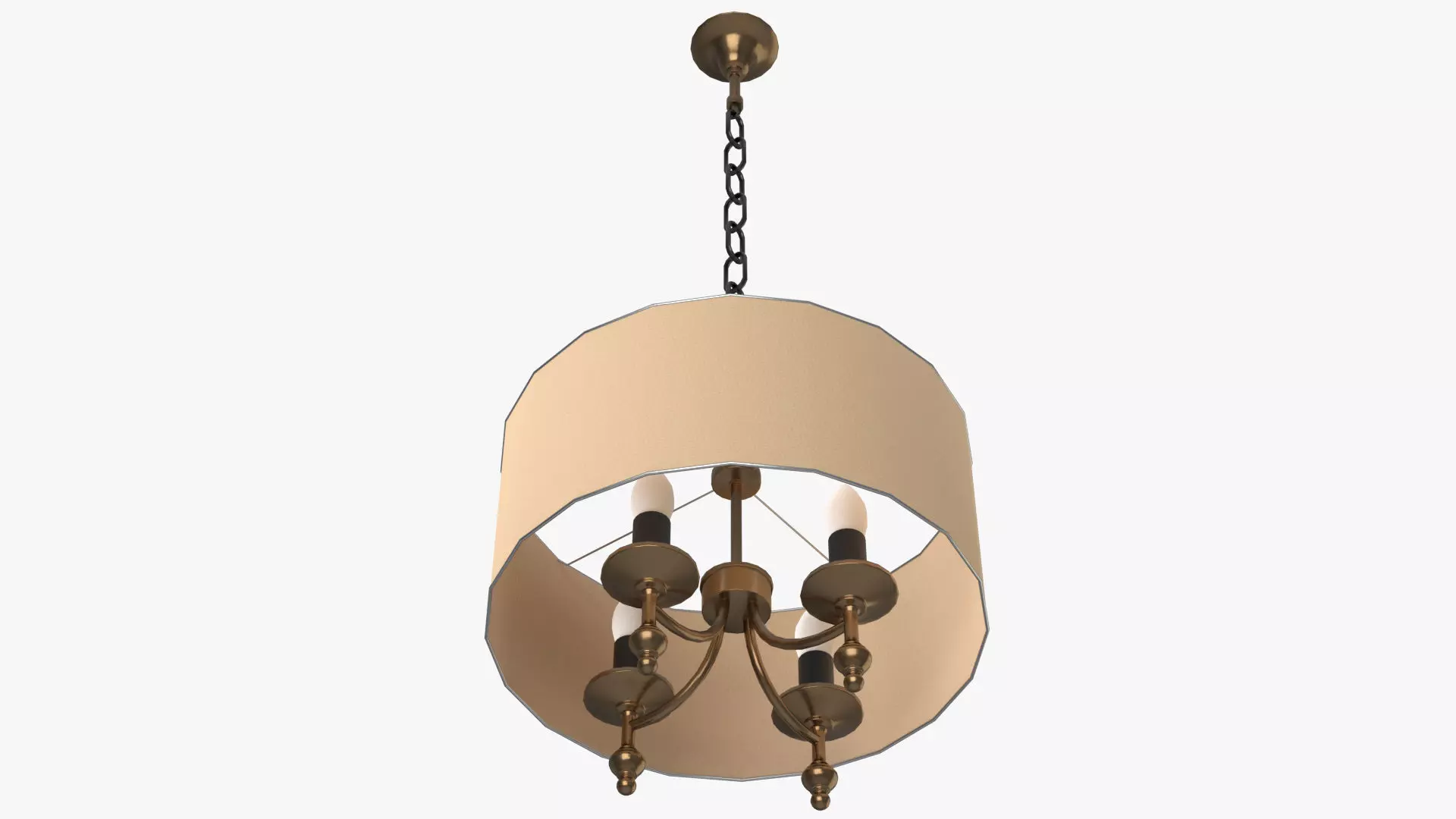 Chandelier pendant lamp with shade Low-poly 3D model_0