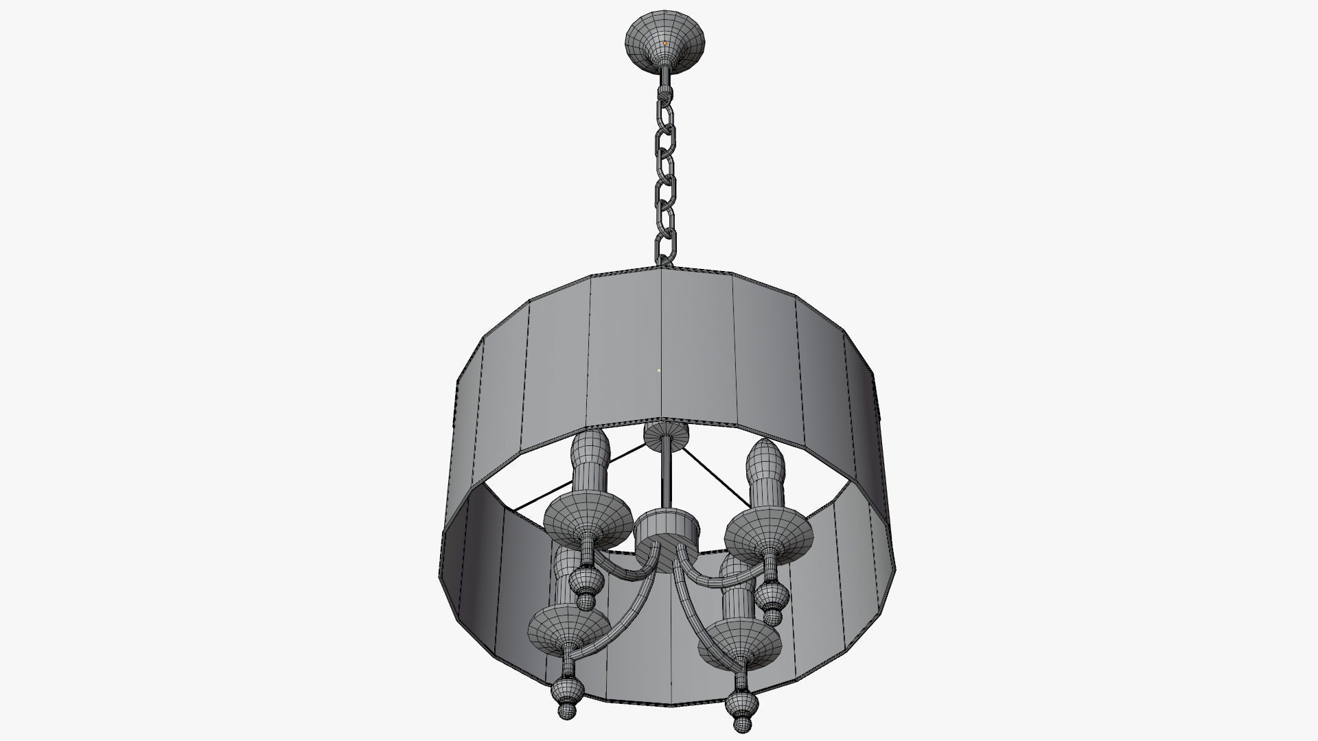 Chandelier pendant lamp with shade Low-poly 3D model_8