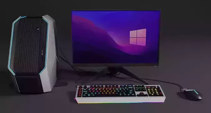 set pc gaming  desktop computer3d model