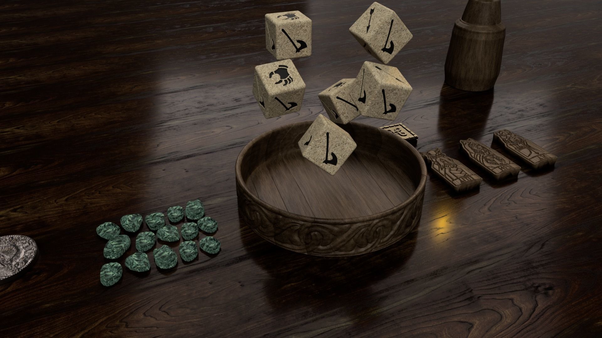 Wooden bowl ornament from Assassin s Creed Valhalla Orlog game 3D print model_2