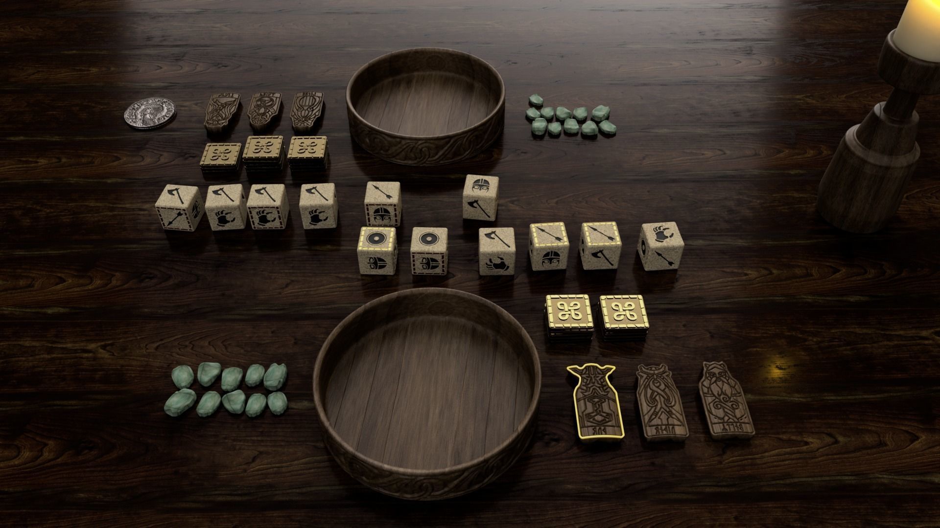 Wooden bowl ornament from Assassin s Creed Valhalla Orlog game 3D print model_3