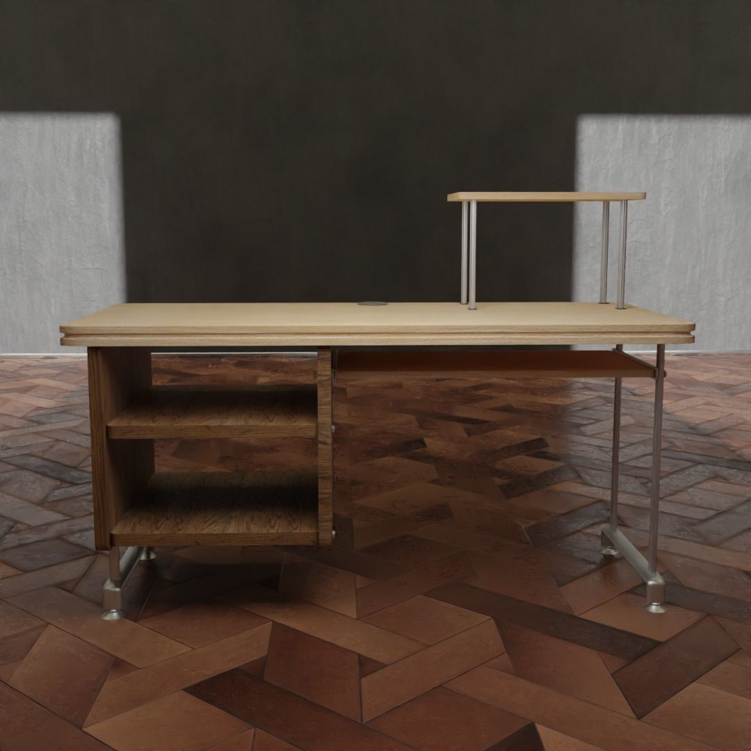 Computer desk 3D model_2