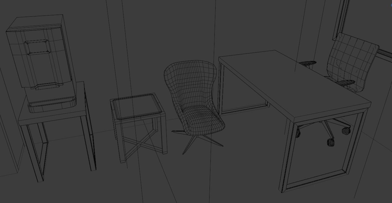 OFFICE ROOM LOWPOLY PBR 3D MODEL Low-poly 3D model_19