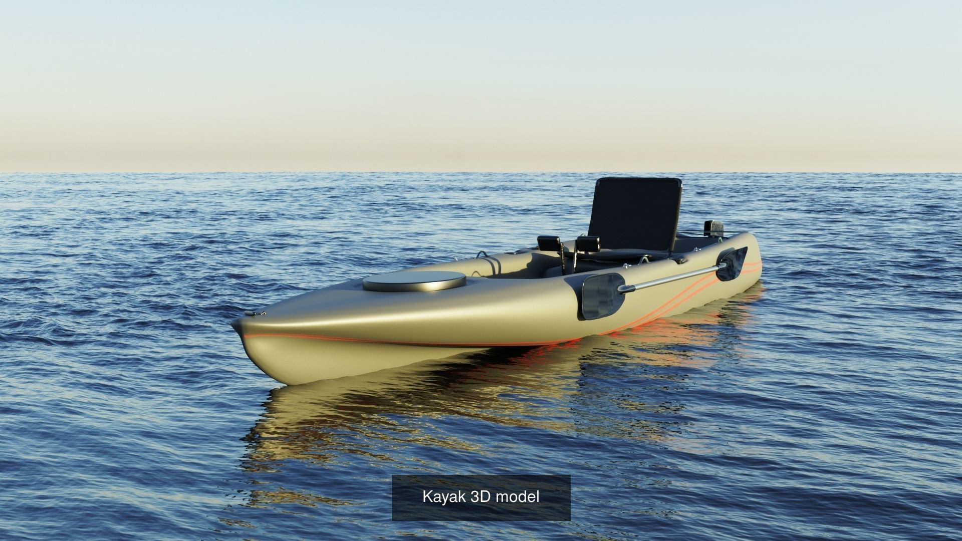 Kayak 3D model two kayaks floating in water 3D Model Collection_2