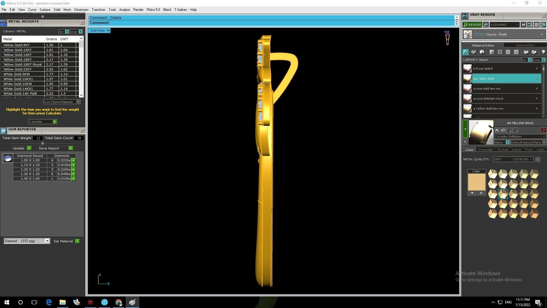 diamond coconut tree pendant 3066 3D print model_4