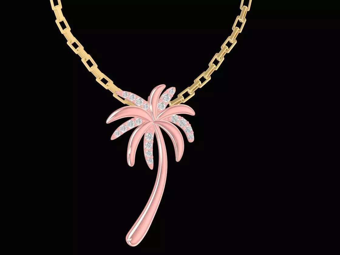diamond coconut tree pendant 3066 3D print model_0