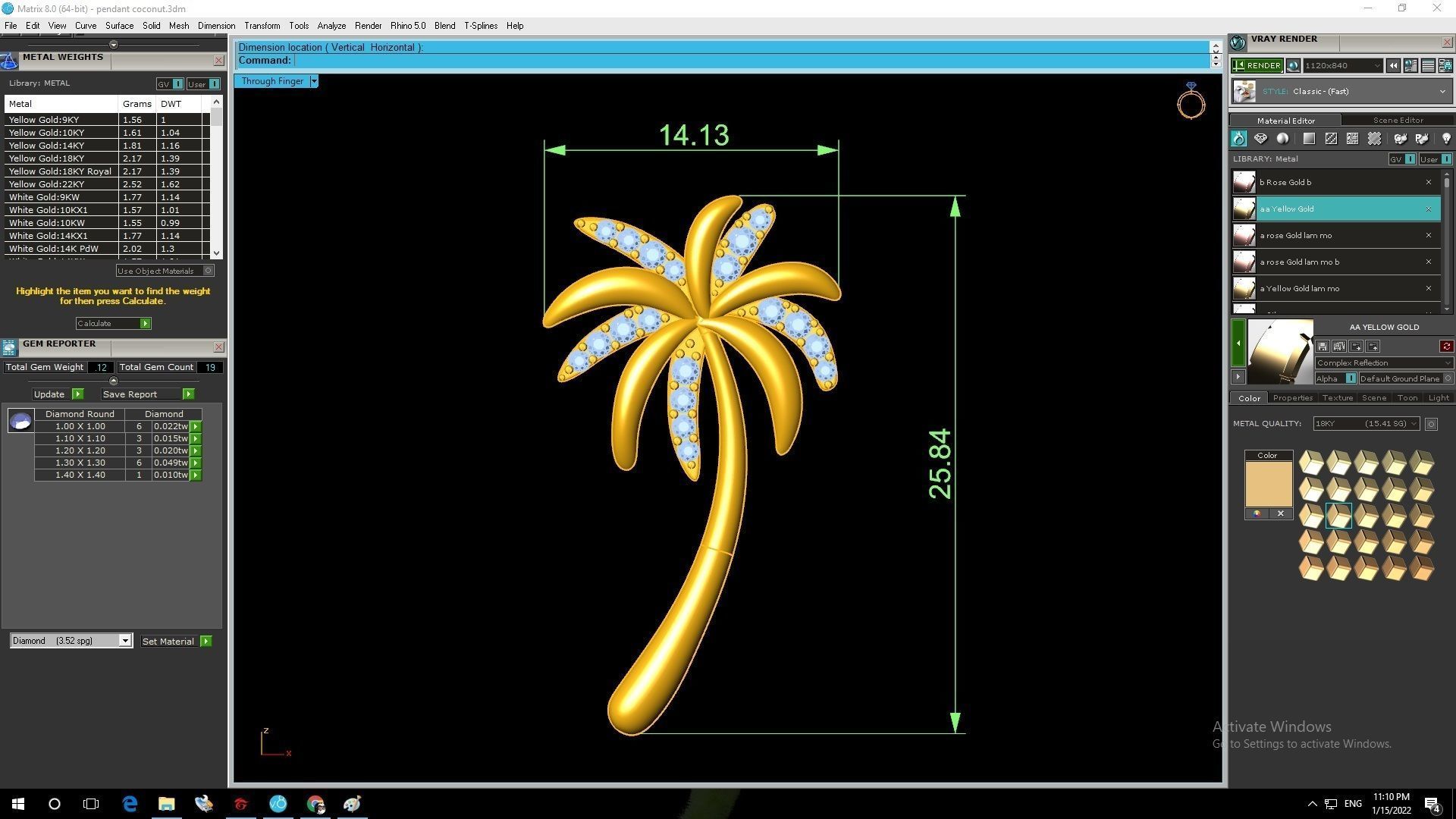 diamond coconut tree pendant 3066 3D print model_3