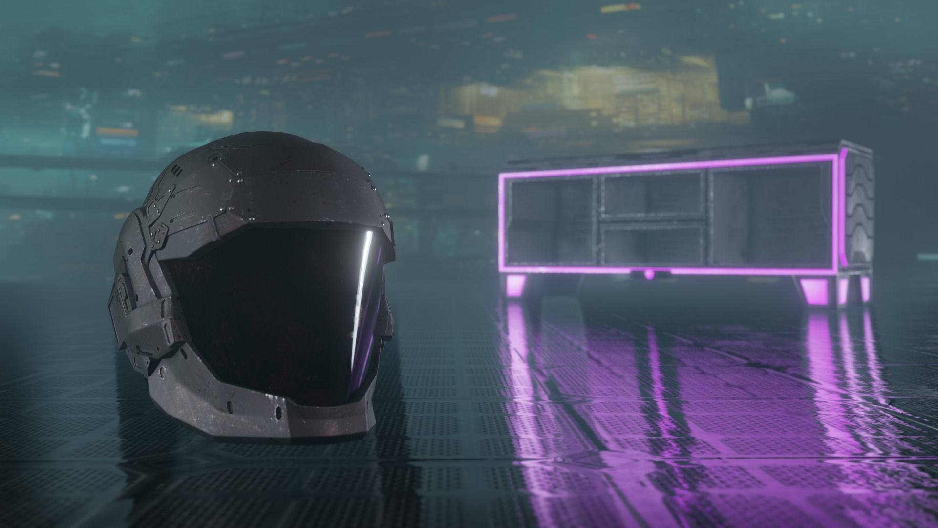 sci-fi table top gameready Low-poly 3D model_9