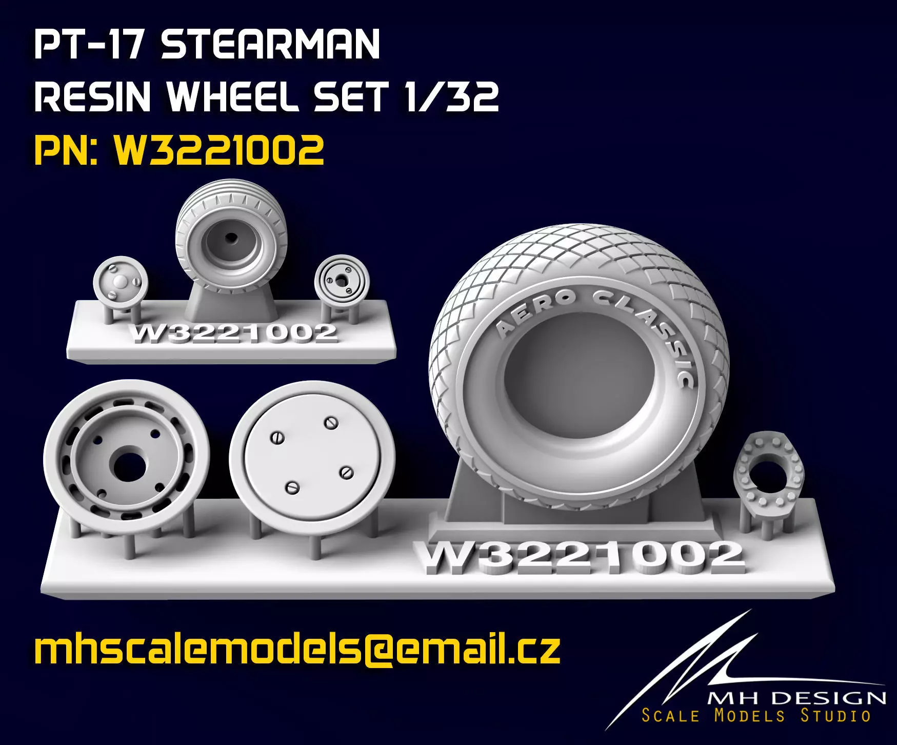 Wheel set for Stearman PT-17 Kaydet ICM 3D model_0