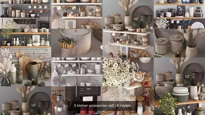 5 kitchen accessories vol5 3D Model Collection