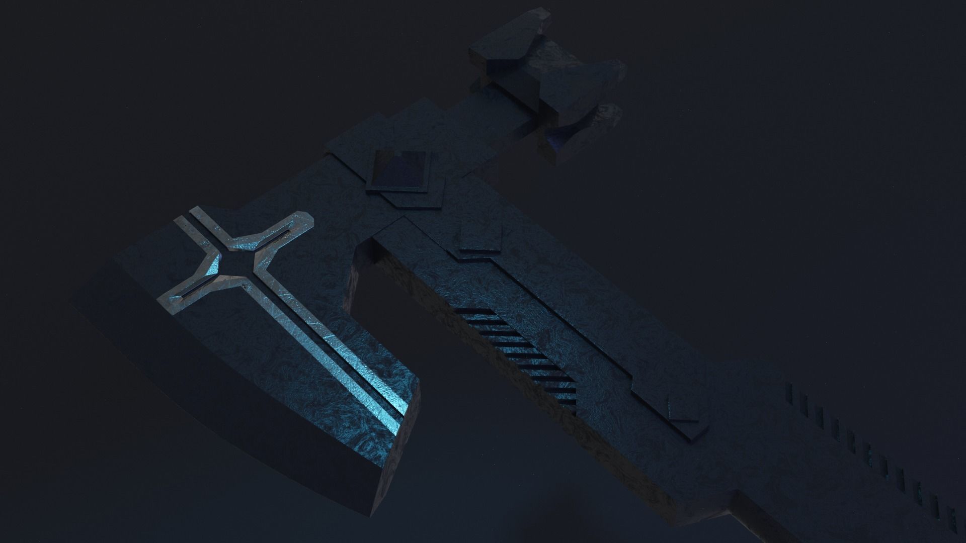 Viking axe Low-poly 3D model_3