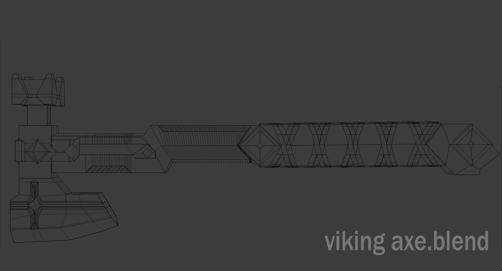 Viking axe Low-poly 3D model_9