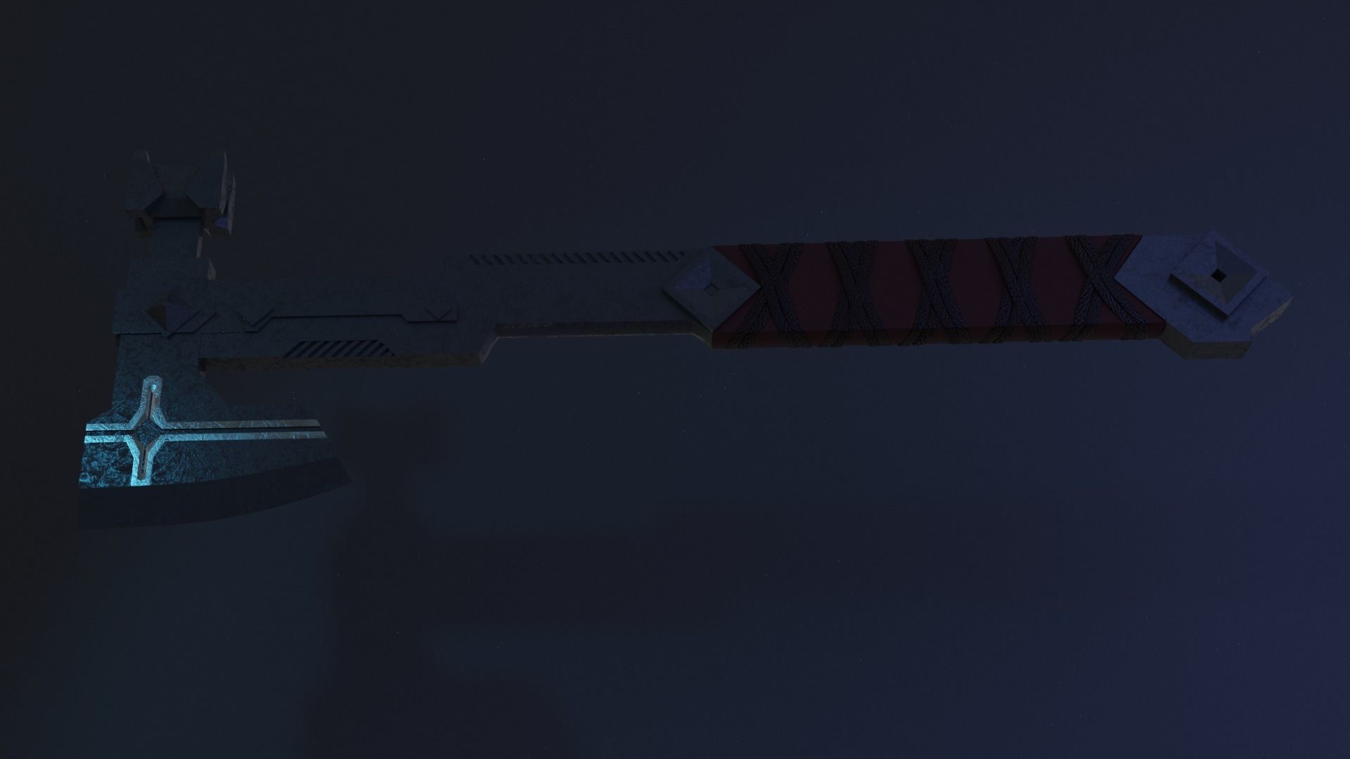 Viking axe Low-poly 3D model_1