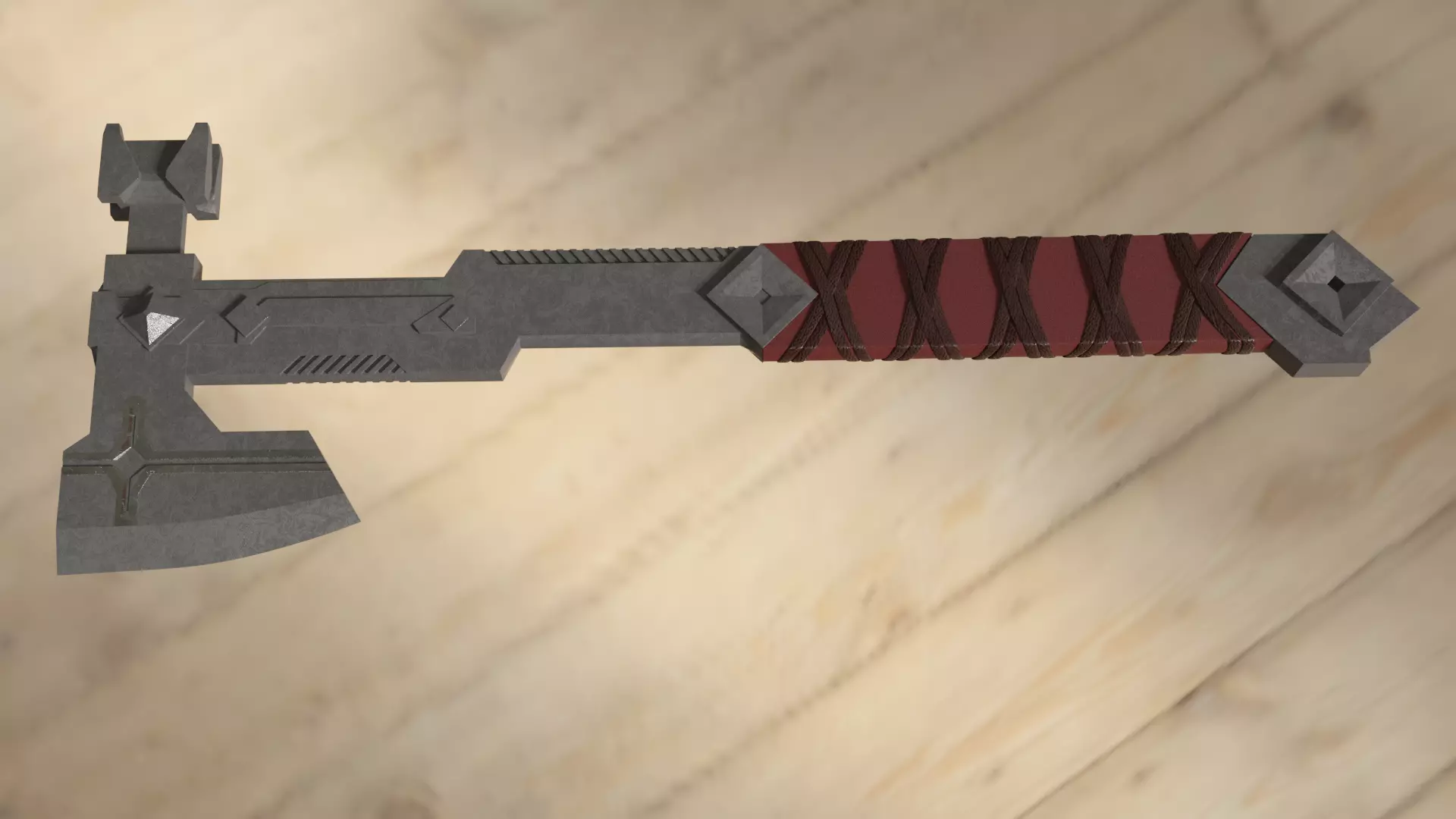 Viking axe Low-poly 3D model_0