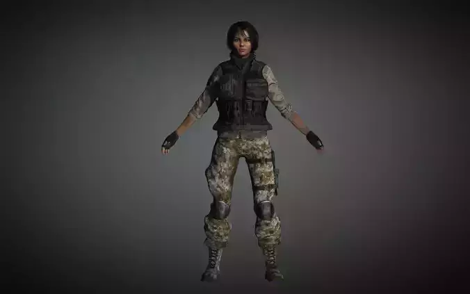 AAA Military Female Character 01 Low-poly 3D model