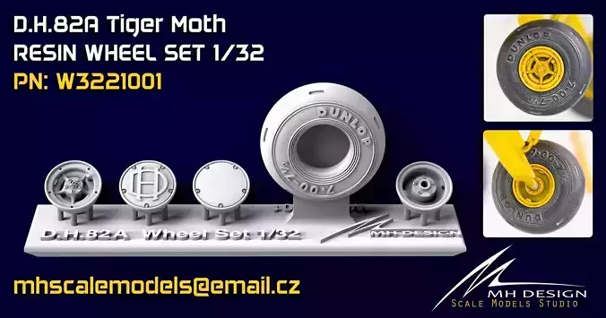 DH 82A TIGER MOTH WHEEL SET - SILVER WINGS