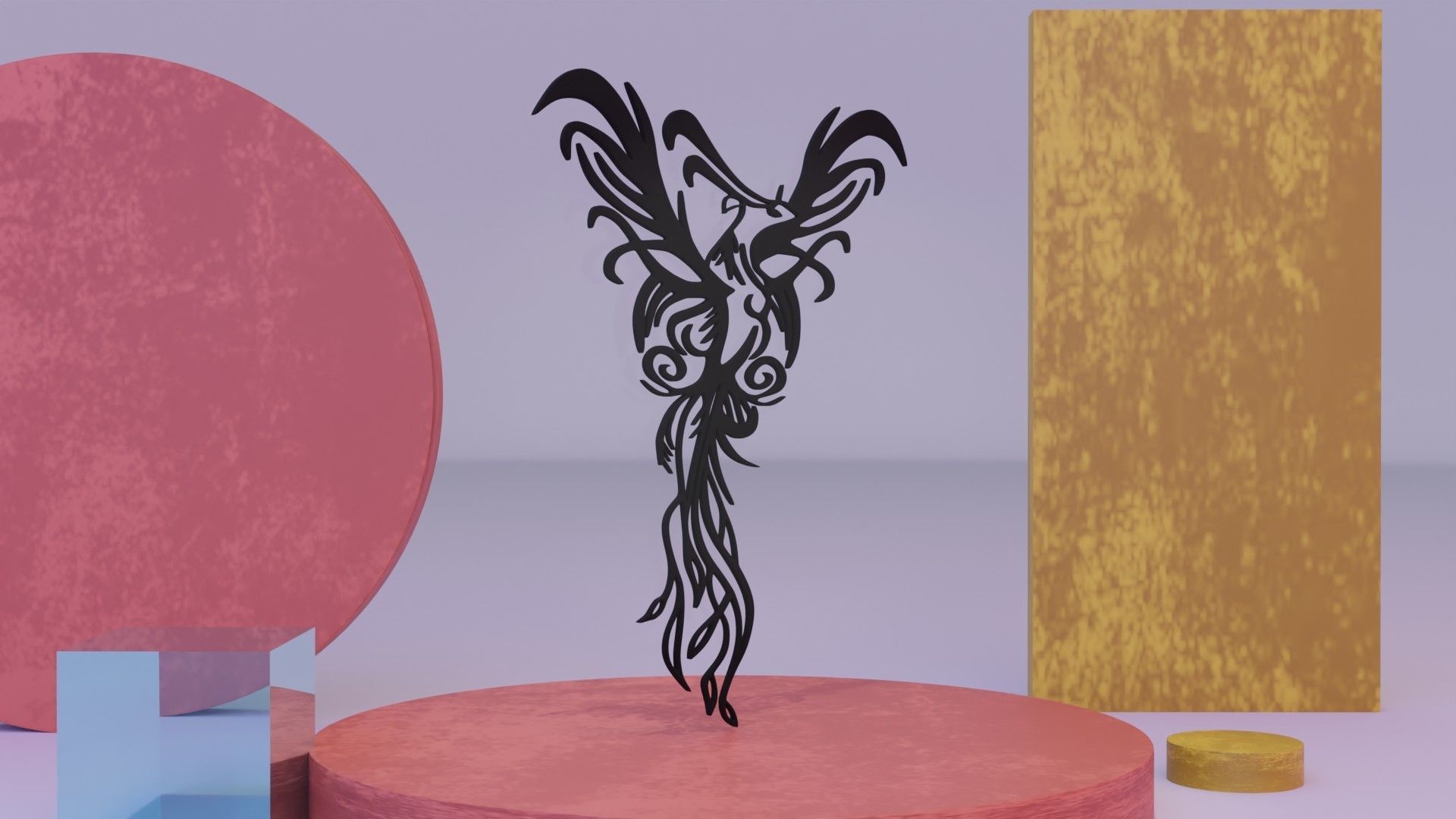 Phoenix - Immortal bird 03 Low-poly 3D model_9