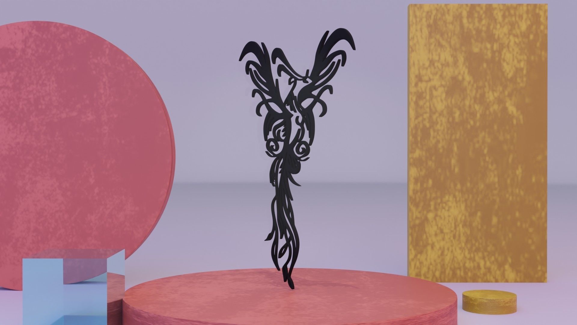 Phoenix - Immortal bird 03 Low-poly 3D model_3