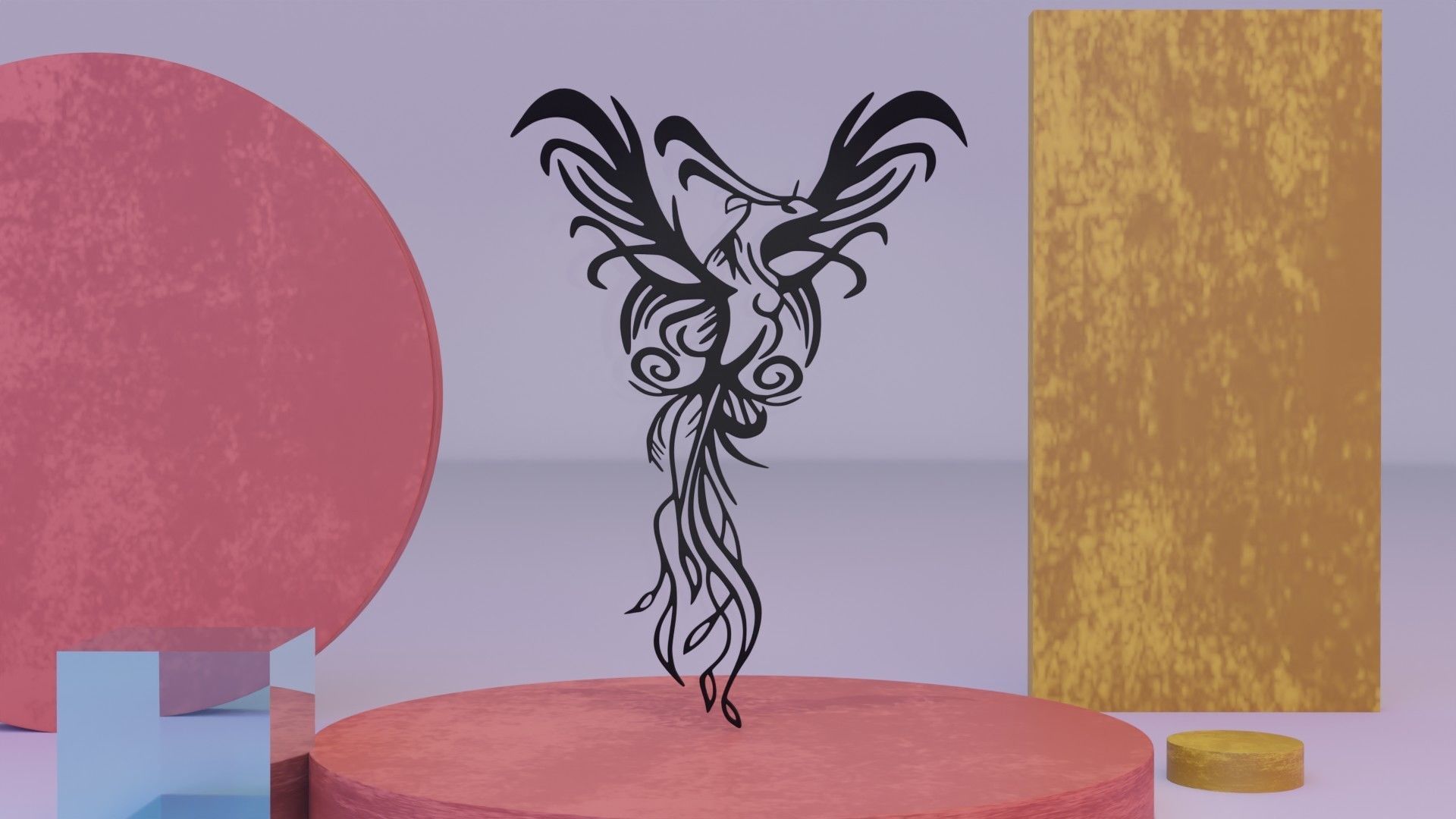 Phoenix - Immortal bird 03 Low-poly 3D model_6