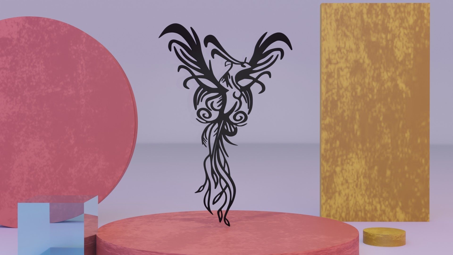 Phoenix - Immortal bird 03 Low-poly 3D model_8