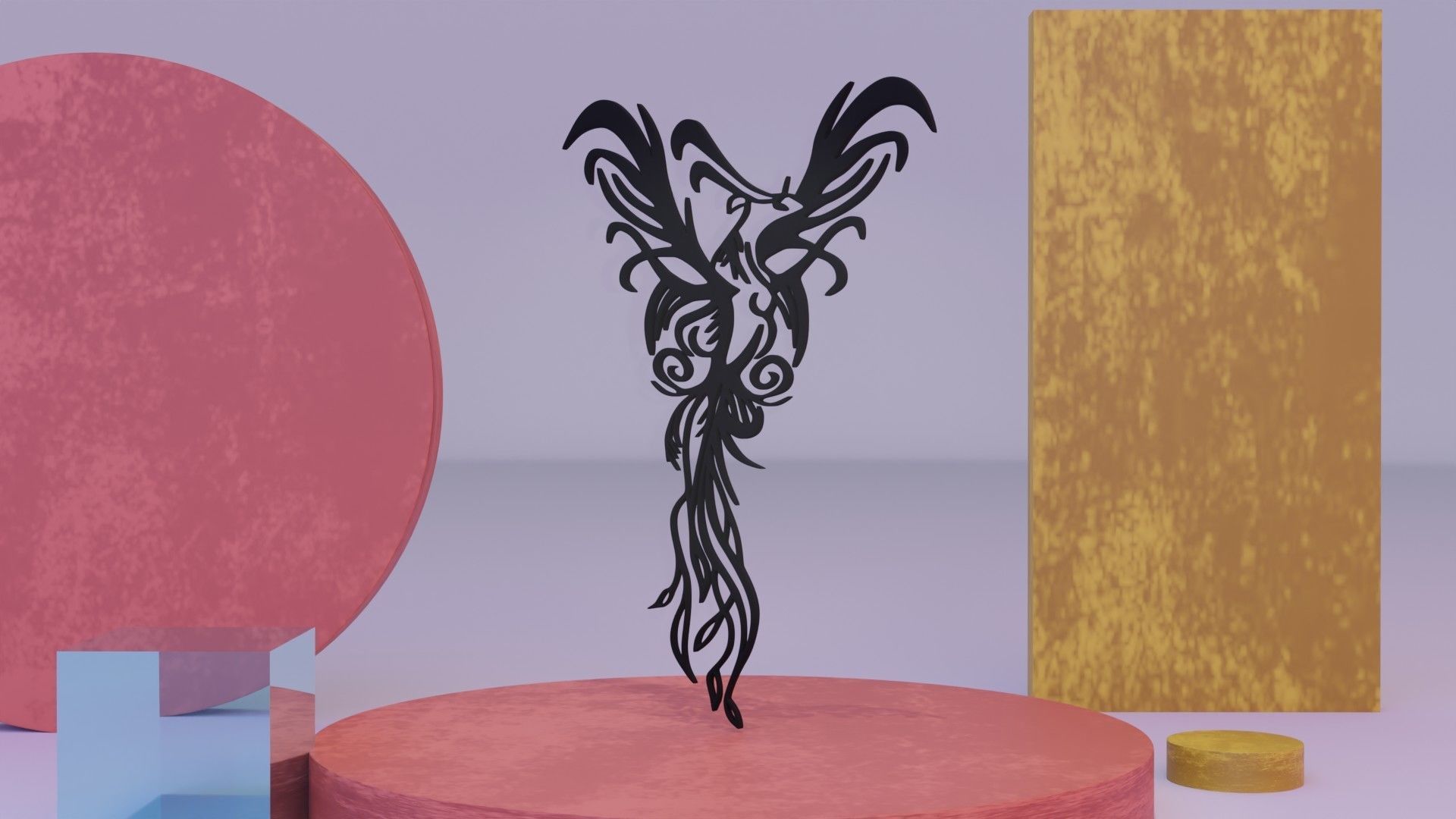 Phoenix - Immortal bird 03 Low-poly 3D model_4