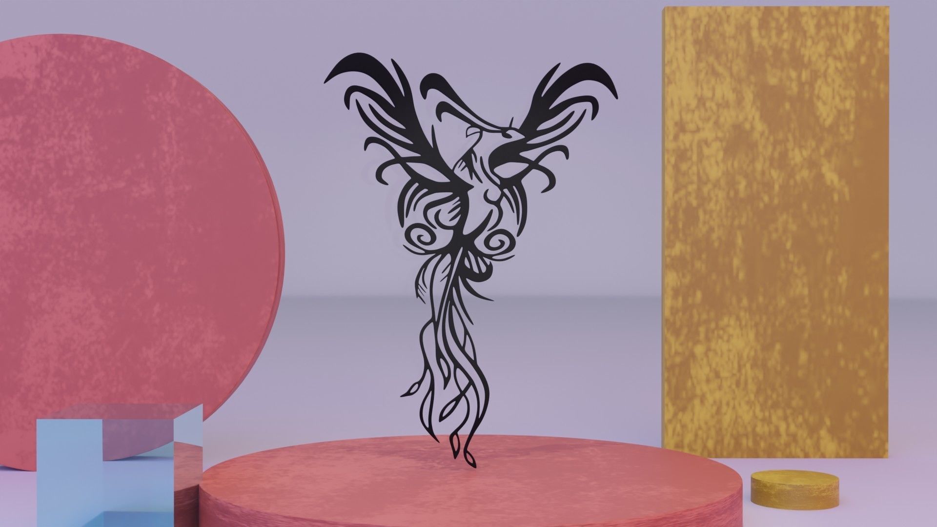 Phoenix - Immortal bird 03 Low-poly 3D model_7