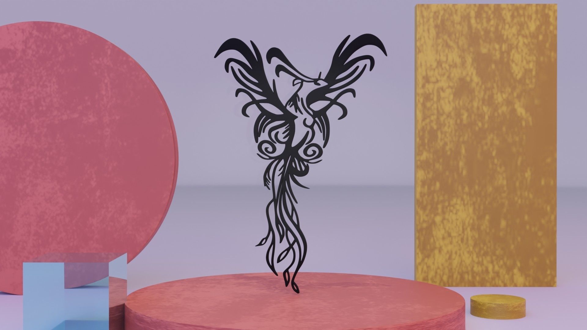 Phoenix - Immortal bird 03 Low-poly 3D model_5