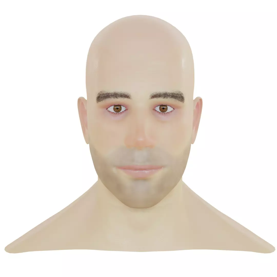 Male Head Low-poly 3D model_0