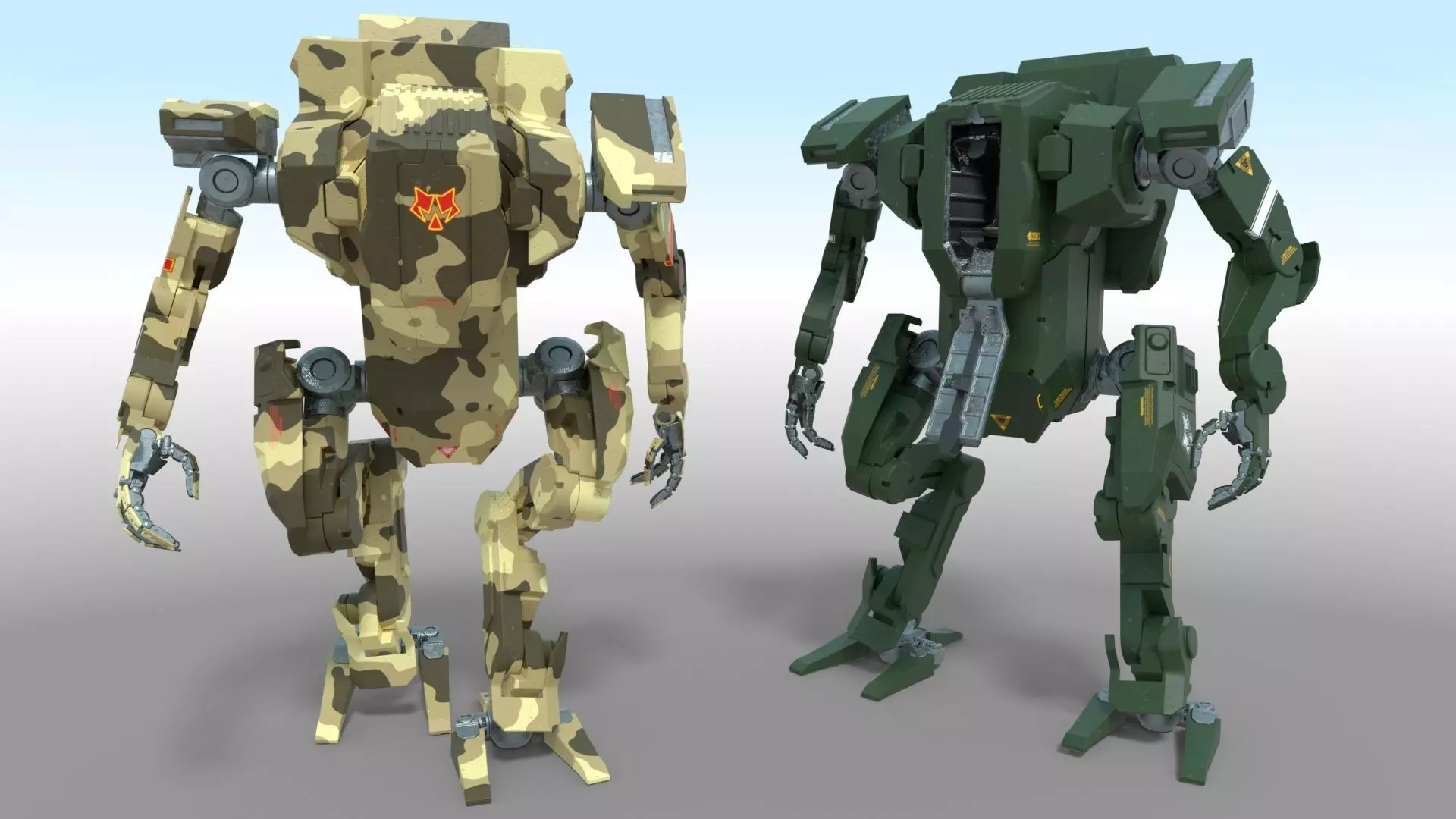 Animated mecha 3D model