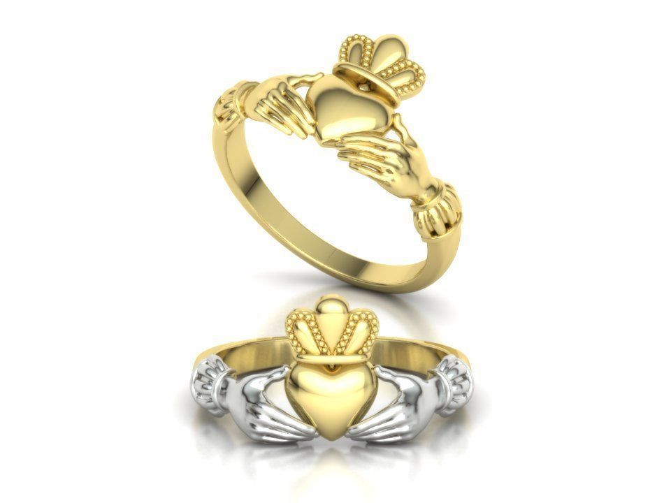 Claddagh Ring TwoTone 7US Friendship Ring  3D print model_17