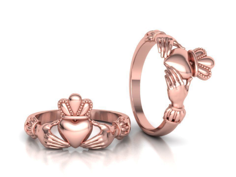 Claddagh Ring TwoTone 7US Friendship Ring  3D print model_3