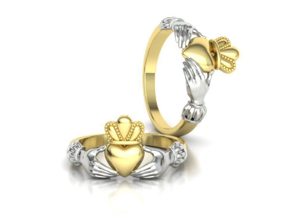 Claddagh Ring TwoTone 7US Friendship Ring  3D print model_19