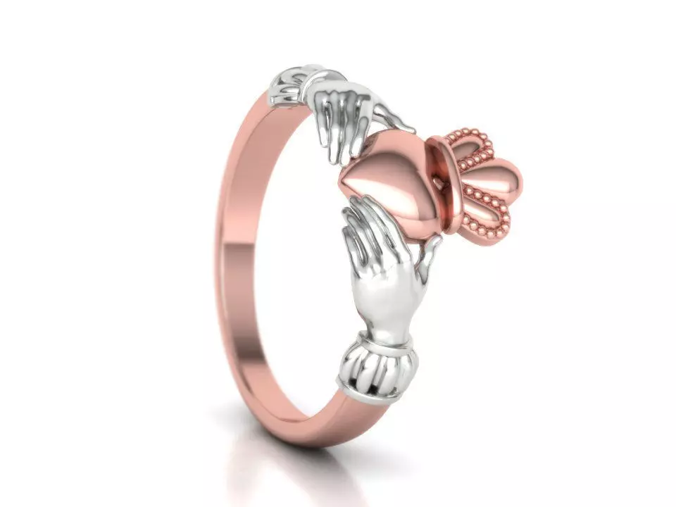 Claddagh Ring TwoTone 7US Friendship Ring  3D print model_0