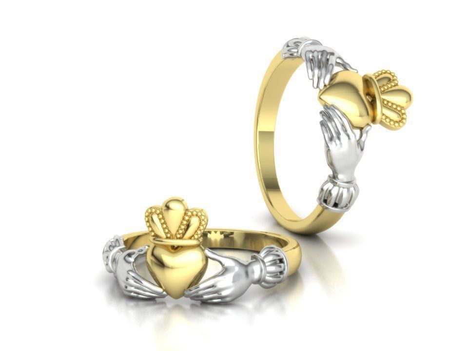 Claddagh Ring TwoTone 7US Friendship Ring  3D print model_18