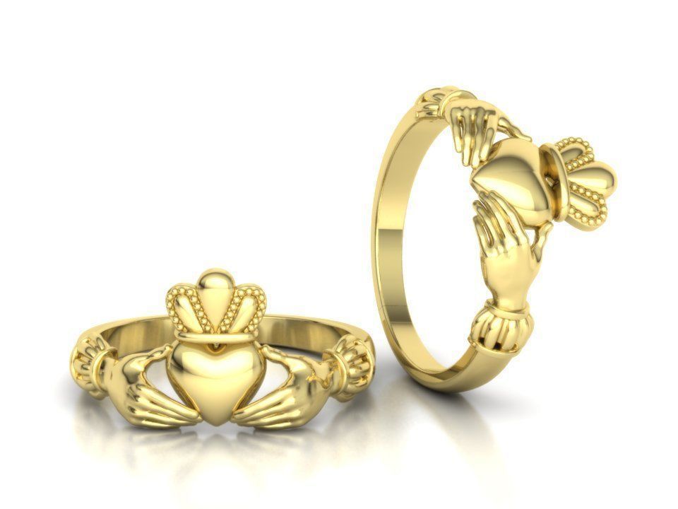 Claddagh Ring TwoTone 7US Friendship Ring  3D print model_2
