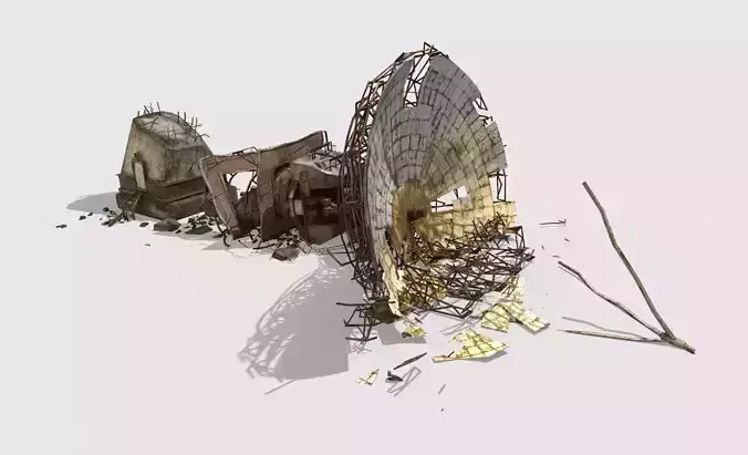 Destroyed Radar-Satellite Dish 3D model