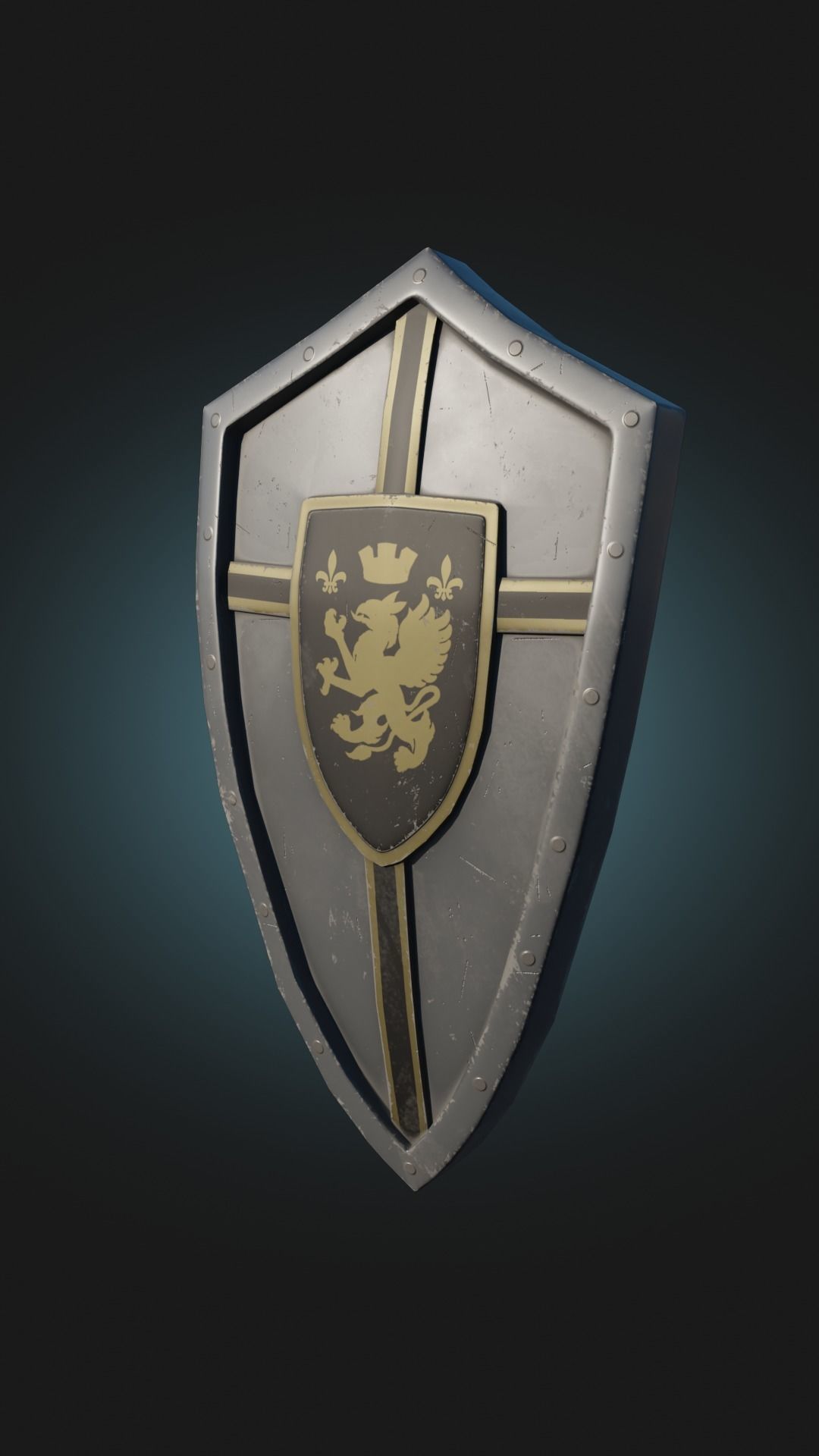 Knights Shield Low-poly 3D model_1