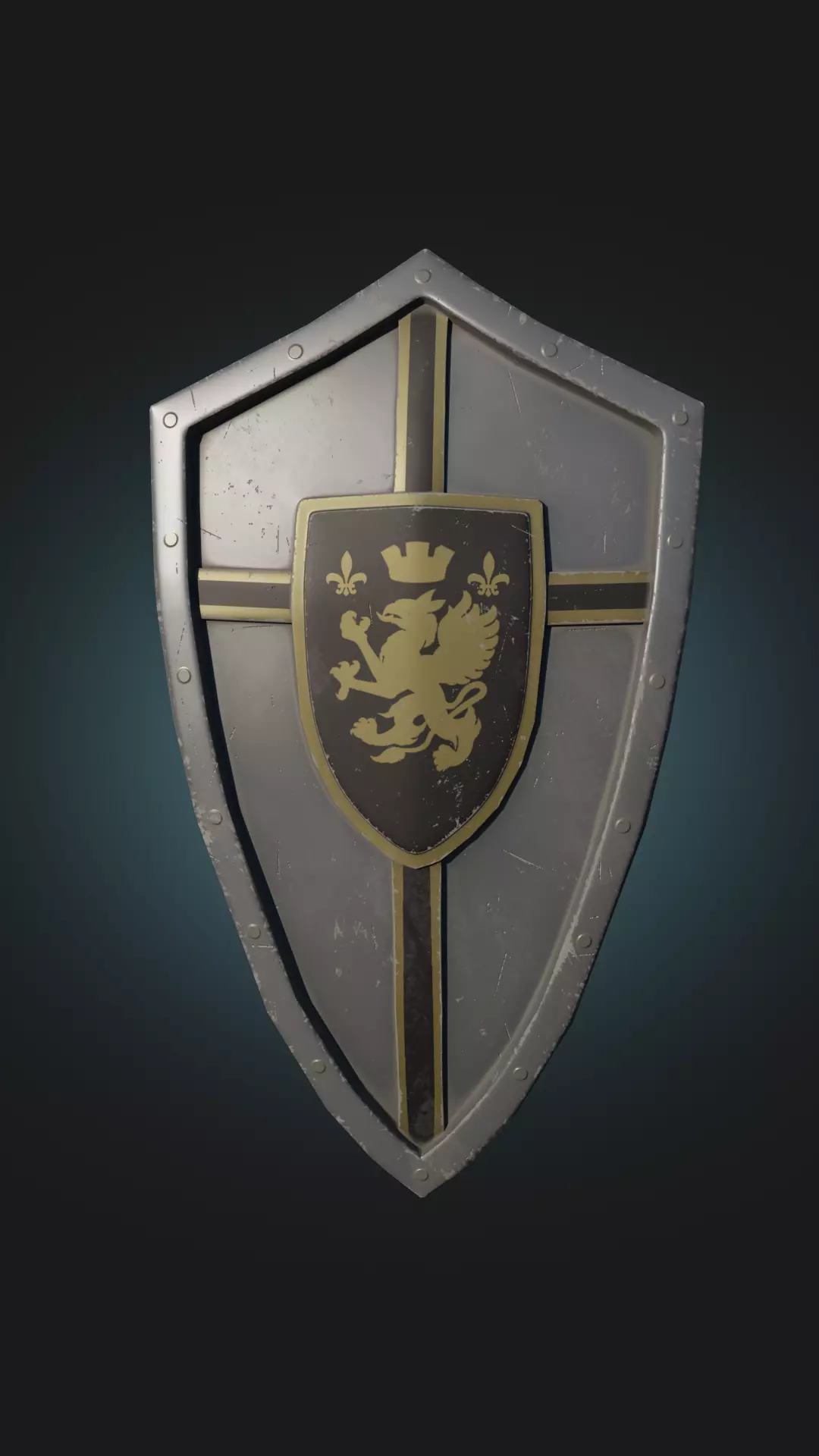 Knights Shield Low-poly 3D model_0