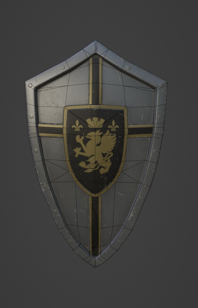 Knights Shield Low-poly 3D model_6