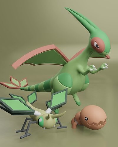 Pokemon - Trapinch Vibrava and Flygon 3D print model