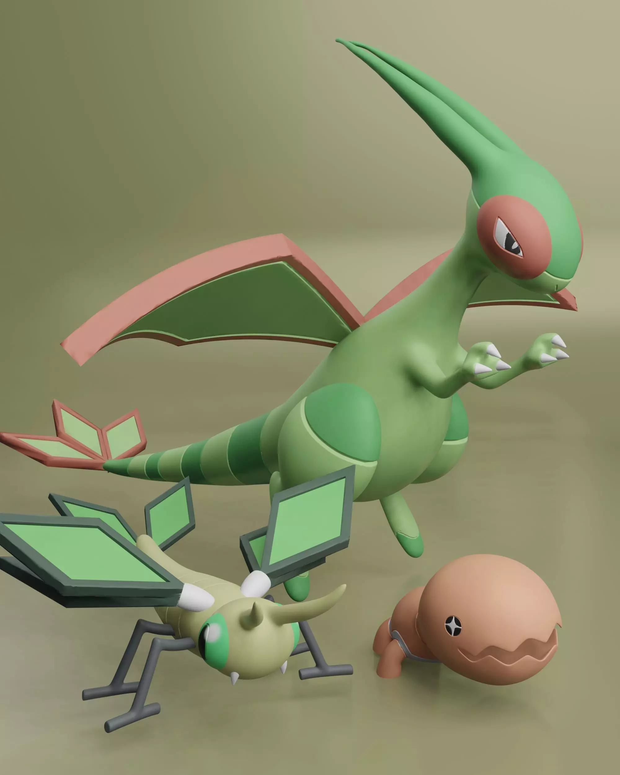 Pokemon - Trapinch Vibrava and Flygon 3D print model_0