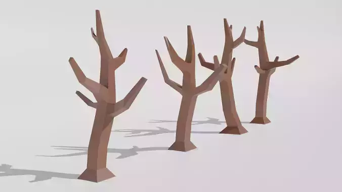 Low poly dead tree Low-poly 3D model