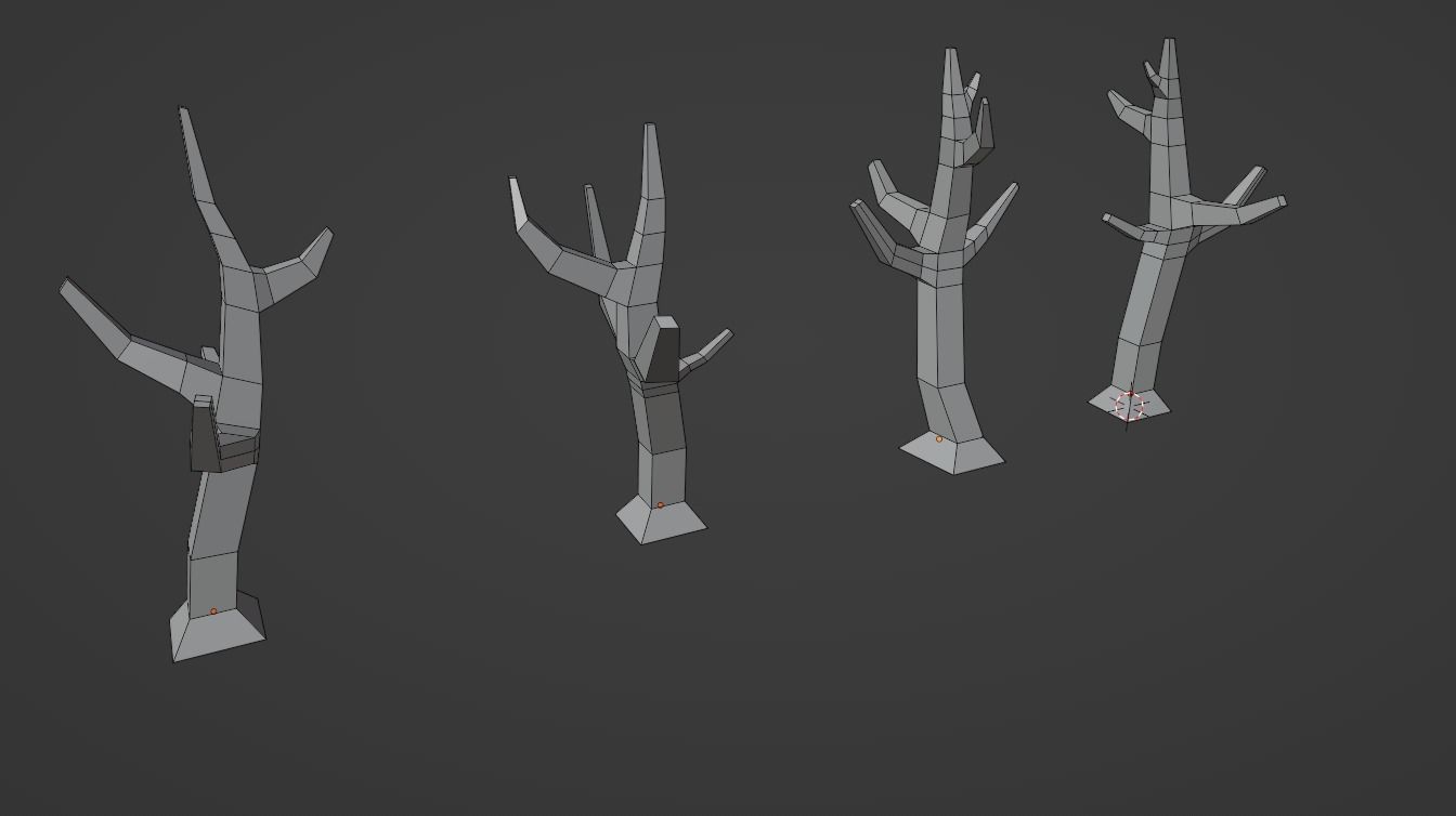 Low poly dead tree Low-poly 3D model_4