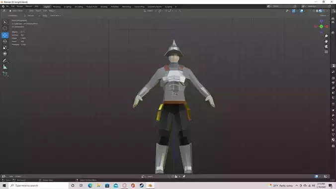 lowpoly guard animated character in program